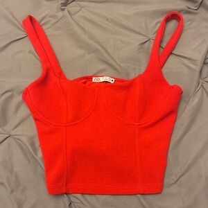Zara Vibrant Red Crop Top